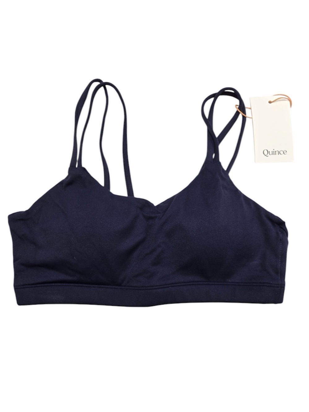 NWT QUINCE Scoop Neck Strappy Bra Deep Navy 9757